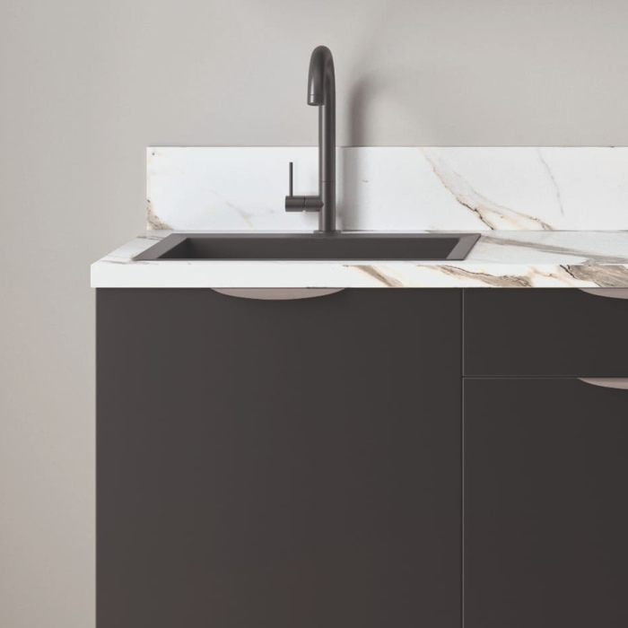 Cuisine complète Noir mat 180cm avec meuble micro-ondes