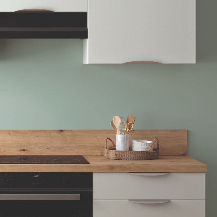 Cuisine complète Blanc mat 240 cm avec meuble hotte