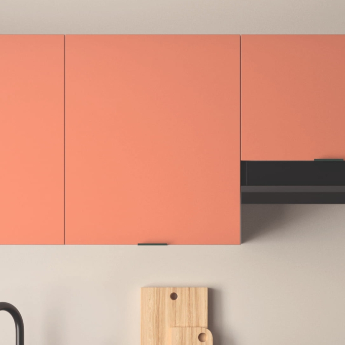 Cuisine complète Lin et Terracotta mat 220 cm avec meuble
  hotte