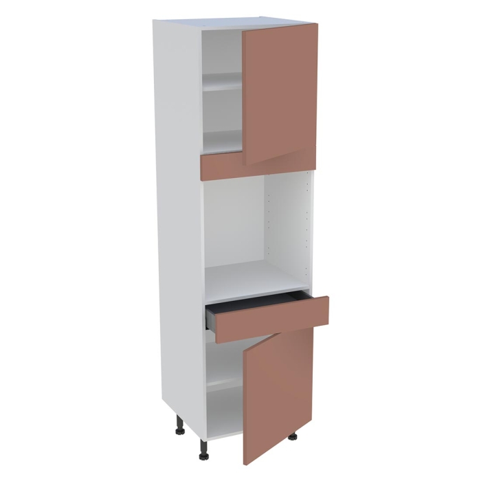 Colonne cuisine 2 portes, 1 tiroir H. 216,6 cm x L. 60 cm - Terracotta mat