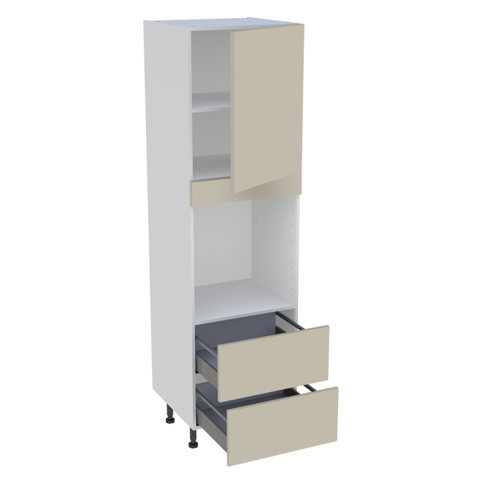Colonne cuisine 1 porte, 2 casseroliers H. 216,6 cm x L. 60 cm - CF2C1P - Beige mat