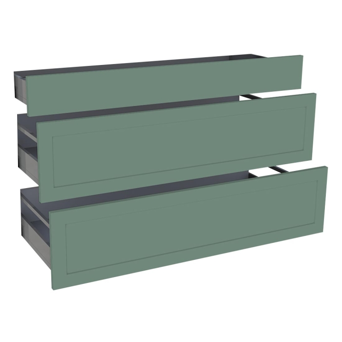 Kit façade meuble cuisine Vert Sauge Cadre 1 tiroir, 2 casseroliers H. 71,7 cm L. 119,7 cm
