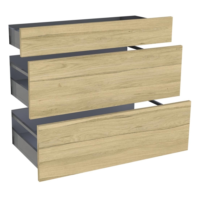 Kit façade meuble cuisine Chêne Clair 1 tiroir, 2 casseroliers H. 71,7 cm L. 89,7 cm