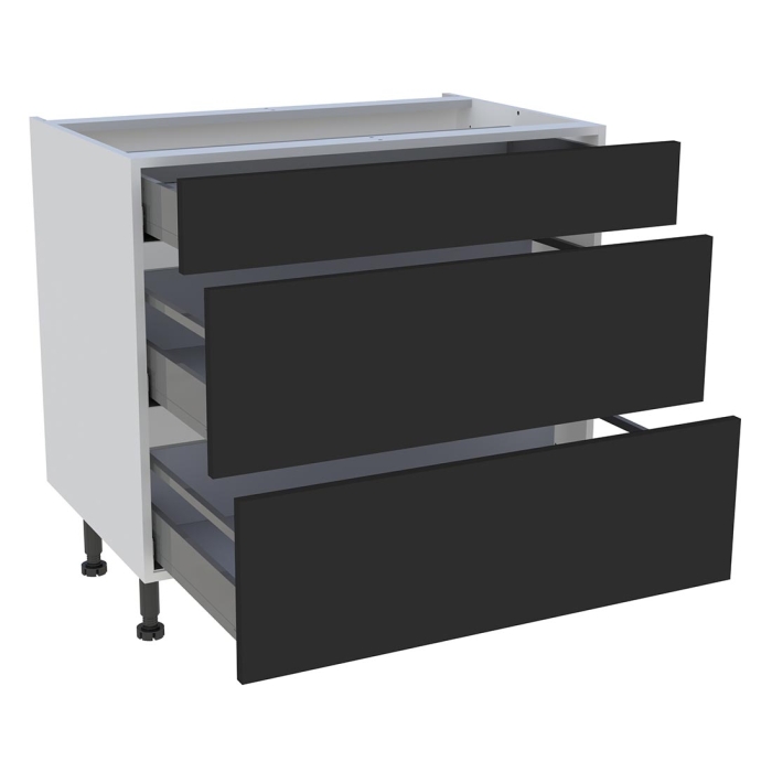Meuble bas cuisine 1 tiroir, 2 casseroliers H. 87 cm x L. 90 cm - Noir mat
