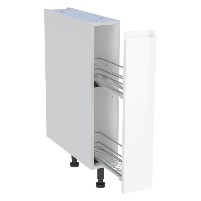 Meuble bas cuisine 1 coffre H. 87 cm x L. 15 cm - Blanc brillant sans poignée