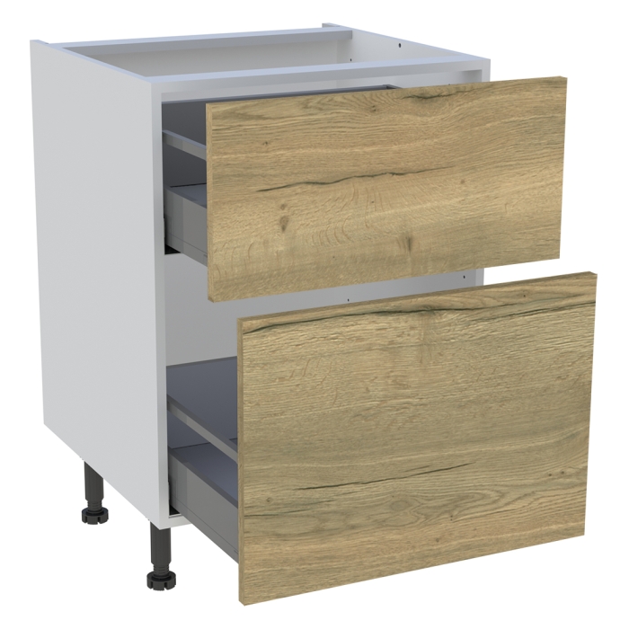 Meuble bas cuisine 2 casseroliers H. 87 cm x L. 60 cm - Chêne structuré