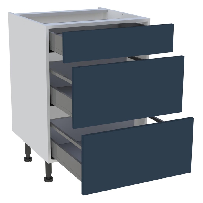 Meuble bas cuisine 1 tiroir, 2 casseroliers H. 87 cm x L. 60 cm - Bleu nuit mat