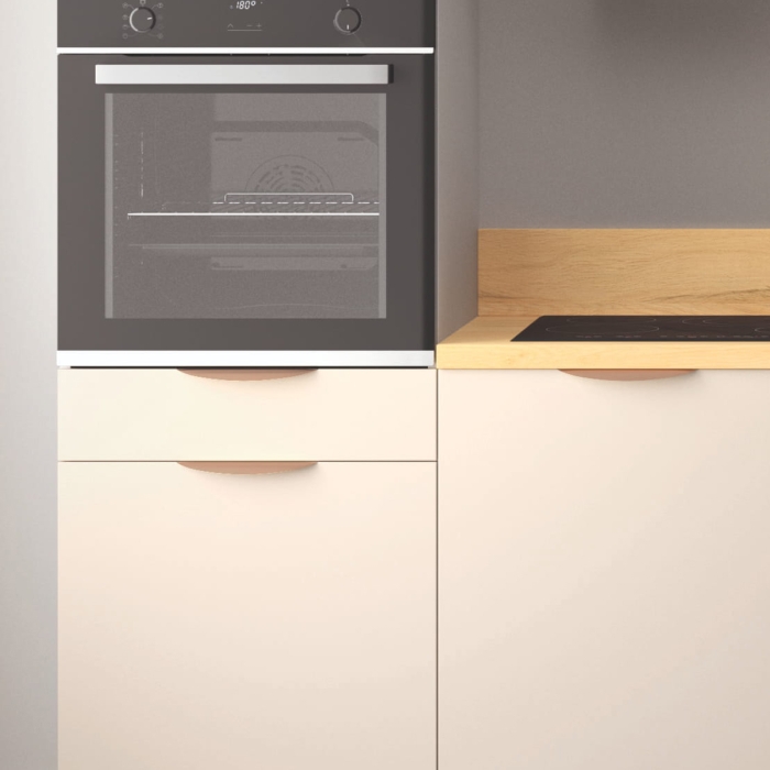 Cuisine complète Lin mat 240 cm avec meuble colonne