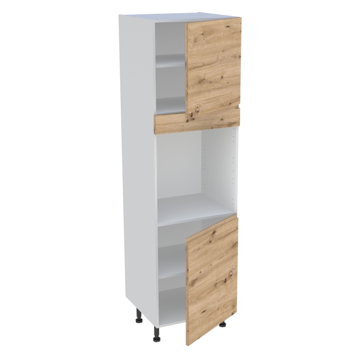 Colonne cuisine 2 portes H. 216,6 cm x L. 60 cm - CF2P - Chêne naturel sans poignée