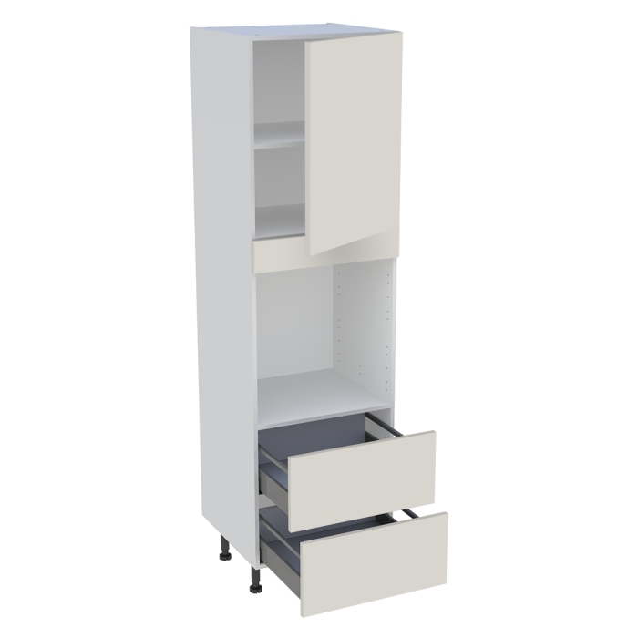 Colonne cuisine 1 porte, 2 casseroliers H. 216,6 cm x L. 60 cm - CF2C1P - Lin mat