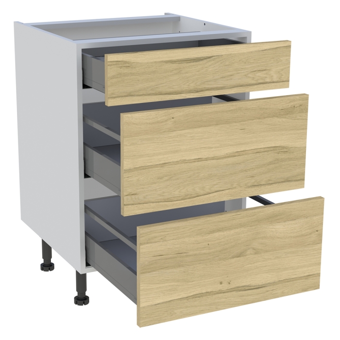 Meuble bas cuisine 1 tiroir, 2 casseroliers H. 87 cm x L. 60 cm - Chêne clair