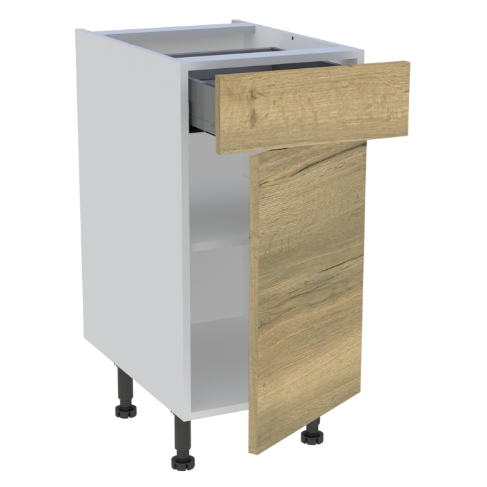Meuble bas cuisine 1 porte, 1 tiroir H. 87 cm x L. 40 cm - Chêne structuré