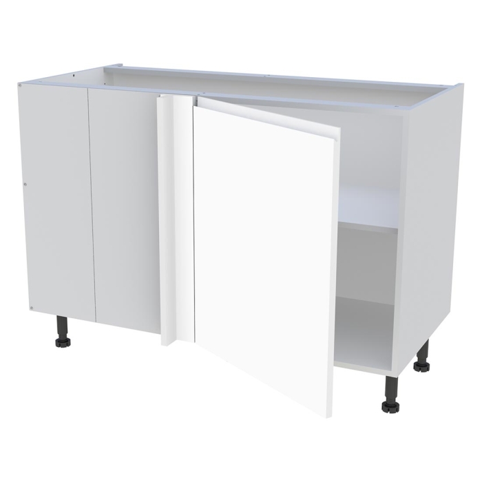 Meuble bas d'angle cuisine 1 porte H. 87 cm x L. 120 cm - Blanc mat sans poignée