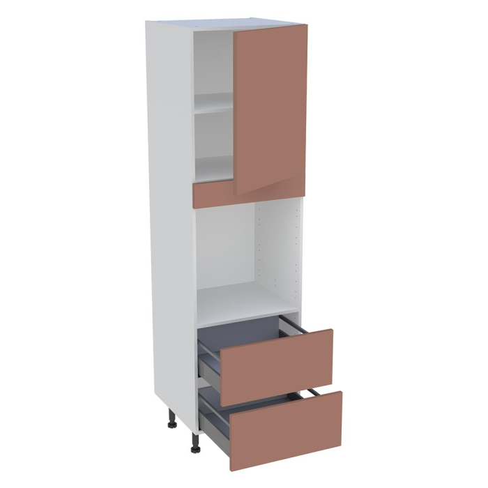 Colonne cuisine 1 porte, 2 casseroliers H. 216,6 cm x L. 60 cm - CF2C1P - Terracotta mat