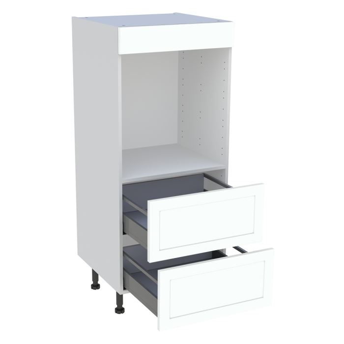 Demi colonne cuisine 2 casseroliers H. 129,6 cm x L. 60 cm - Blanc cadre