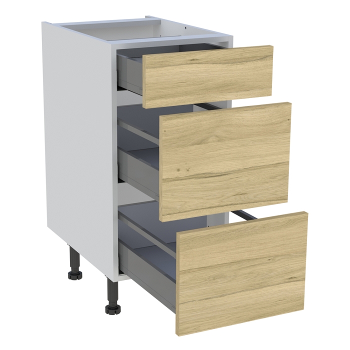 Meuble bas cuisine 1 tiroir, 2 casseroliers H. 87 cm x L. 40 cm - Chêne clair