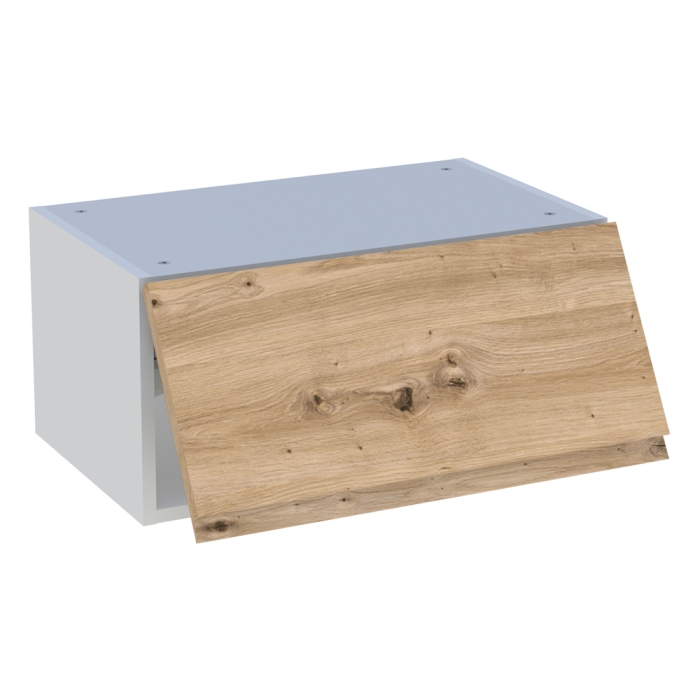 Meuble haut cuisine 1 porte relevante H. 28,8 cm x L. 60 cm - Chêne naturel sans poignée