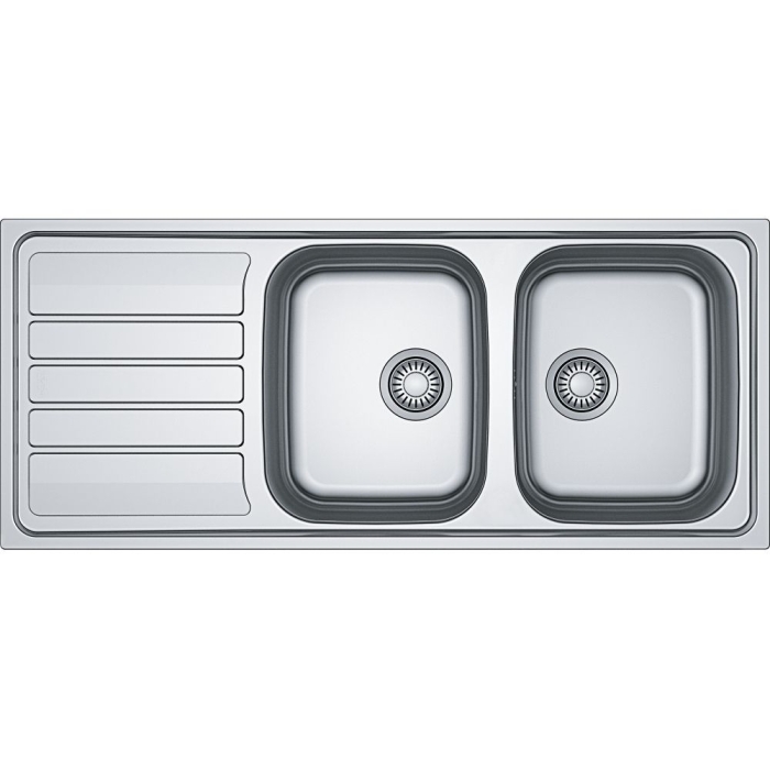 Evier inox 2 cuves avec égouttoir