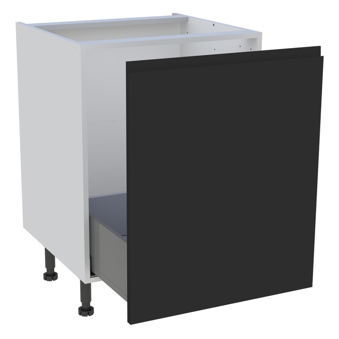 Meuble bas cuisine 1 coulissant H. 87 cm x L. 60 cm - Noir mat sans poignée