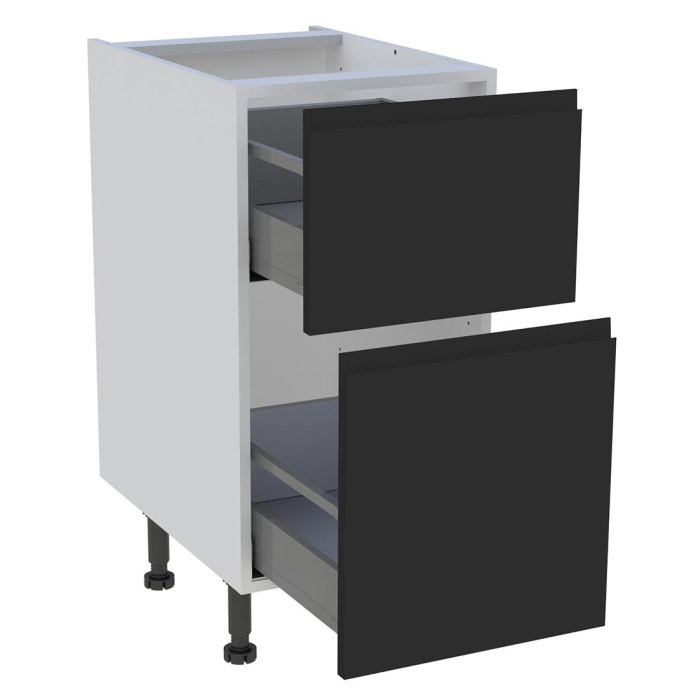 Meuble bas cuisine 2 casseroliers H. 87 cm x L. 40 cm - Noir mat sans poignée