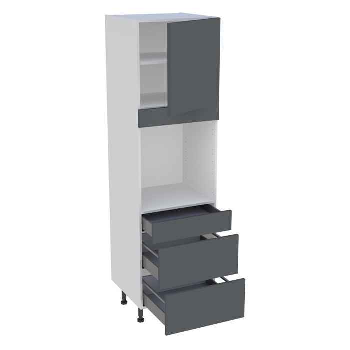 Colonne cuisine 1 porte, 1 tiroir, 2 casseroliers H. 216,6 cm x L. 60 cm - Gris ardoise mat