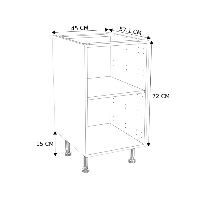 Caisson Meuble bas cuisine Blanc H. 87 cm x L. 45 cm x P.57,1 cm