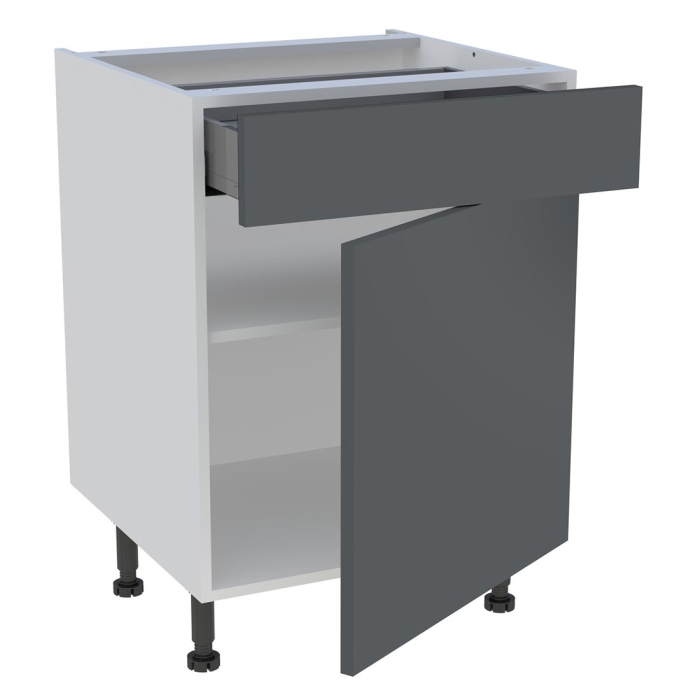 Meuble bas cuisine 1 porte, 1 tiroir H. 87 cm x L. 60 cm - Gris ardoise mat