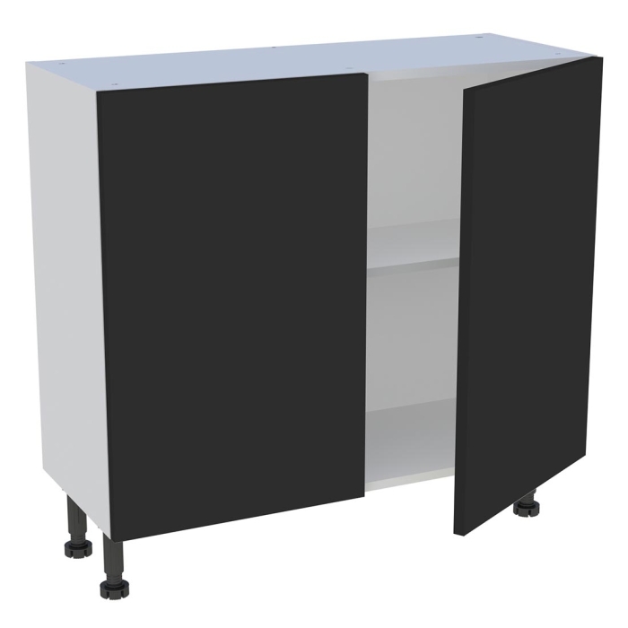 Meuble bas cuisine 2 portes H. 87 cm x L. 90 cm x P. 36,9 cm - Noir mat