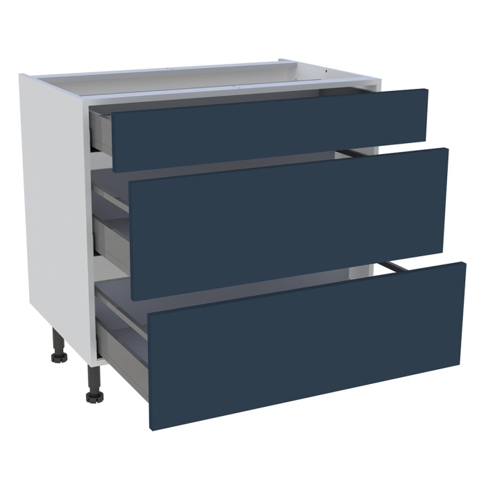 Meuble bas cuisine 1 tiroir, 2 casseroliers H. 87 cm x L. 90 cm - Bleu nuit mat