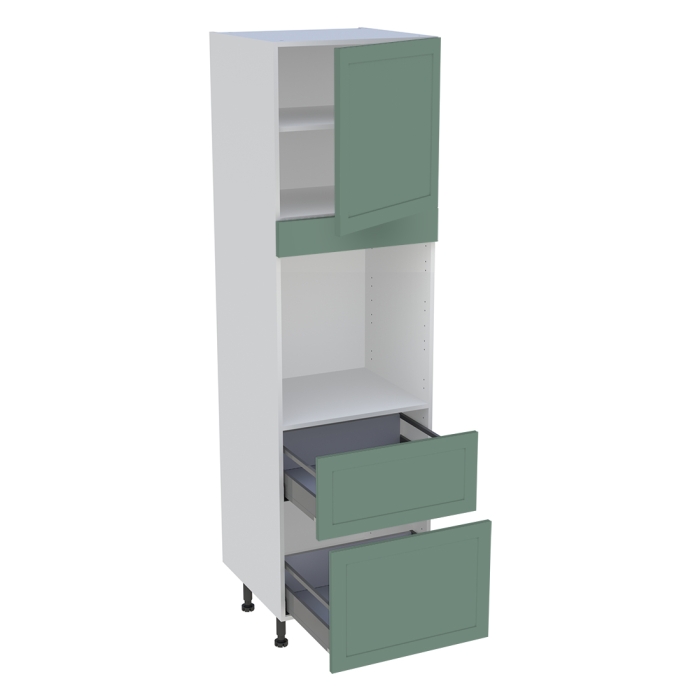 Colonne cuisine 1 porte, 2 casseroliers H. 216,6 cm x L. 60 cm - CF1P2C60 - Vert sauge cadre