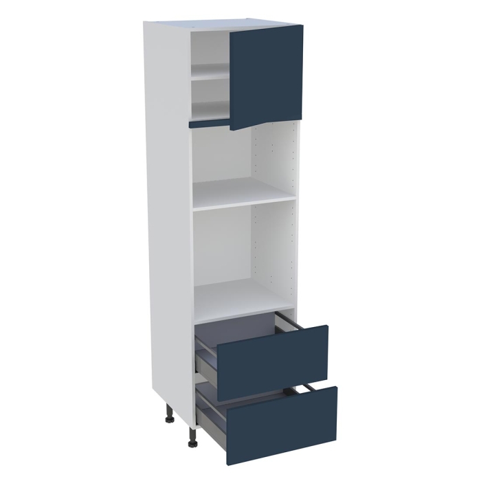Colonne cuisine 1 porte, 2 casseroliers H. 216,6 cm x L. 60 cm - Bleu nuit mat