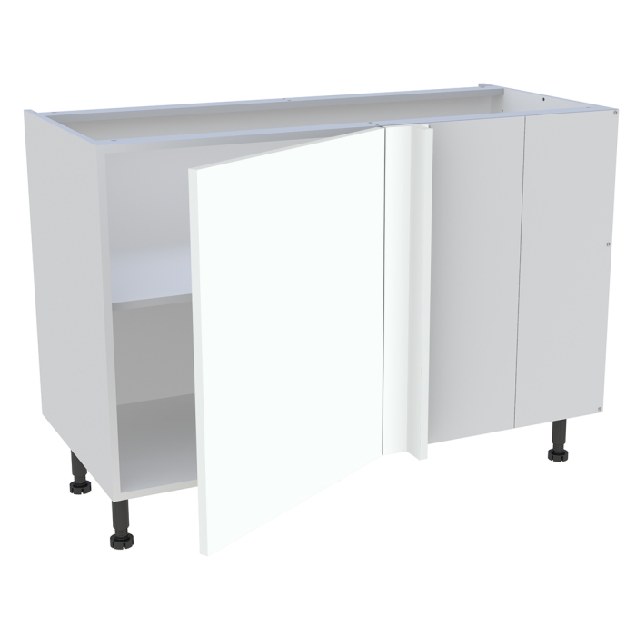 Meuble bas d'angle cuisine 1 porte H. 87 cm x L. 120 cm - Blanc chaud mat