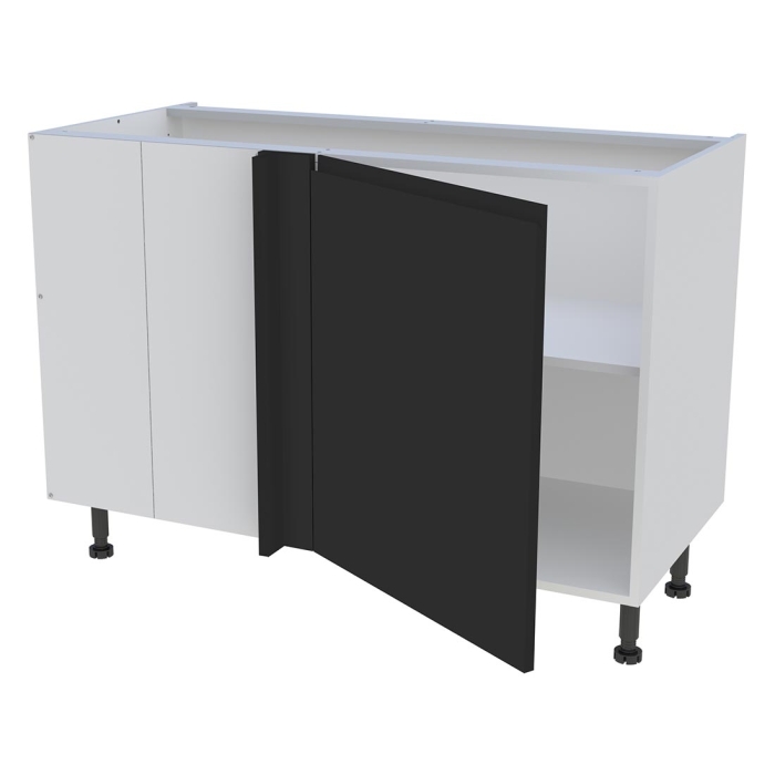 Meuble bas d'angle cuisine 1 porte H. 87 cm x L. 120 cm - Noir mat sans poignée