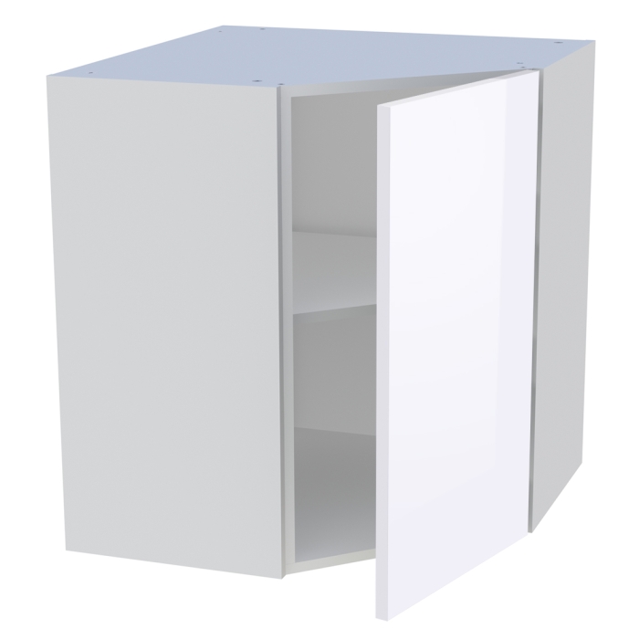 Meuble haut d'angle cuisine 1 porte H. 72 cm x L. 65 cm - Blanc brillant