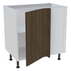 Meuble bas d'angle cuisine 1 porte H. 87 cm x L. 80 cm - Noyer foncé