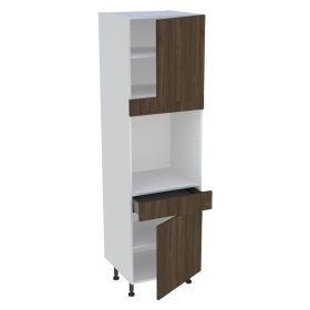 Colonne cuisine 2 portes, 1 tiroir H. 216,6 cm x L. 60 cm - Noyer foncé