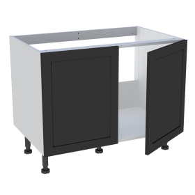 Meuble bas cuisine 2 portes pour évier timbre H.72,6 cm x L. 90 cm  - Noir cadre