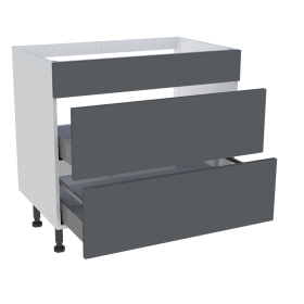 Meuble bas cuisson cuisine 1 faux tiroir, 2 casseroliers H. 87 cm x L. 90 cm - Gris ardoise mat