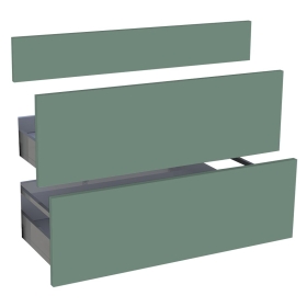 Kit façade meuble cuisine Vert Sauge Mat 1 faux tiroir, 2 casseroliers H. 71,7 cm L. 89,7 cm