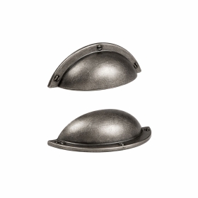 Poignée coquille métal vieilli - L. 9,2 cm