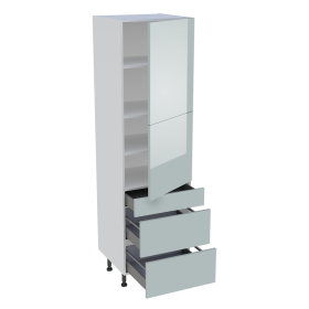 Colonne cuisine 2 portes, 1 tiroir, 2 casseroliers H.216,6 cm x L. 60 cm - Gris cendre brillant
