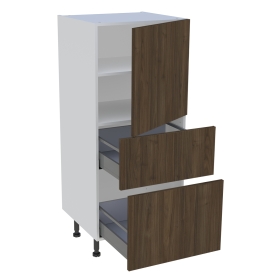 Demi colonne cuisine 1 porte, 2 casseroliers H. 129,6 cm x L. 60 cm - Noyer foncé