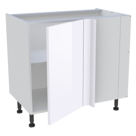 Meuble bas d'angle cuisine 1 porte H.87 cm x L. 90 cm - Blanc brillant