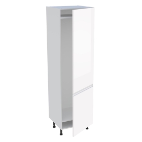 Colonne cuisine pour réfrigérateur avec 2 portes H.201,6 cm x L. 60 cm - Blanc Brillant Sans Poignée