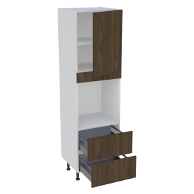 Colonne cuisine 1 porte, 2 casseroliers H. 216,6 cm x L. 60 cm - CF2C1P - Noyer foncé