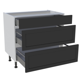 Meuble bas cuisine 1 tiroir, 2 casseroliers H.87 cm x L. 90 cm - Noir cadre