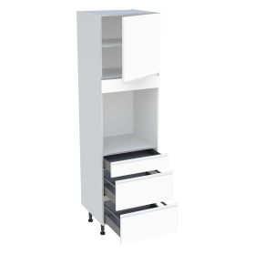Colonne cuisine 1 porte, 1 tiroir, 2 casseroliers H.216,6 cm x L. 60 cm - Blanc mat sans poignée