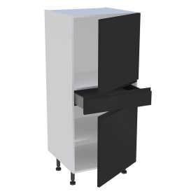 Demi colonne cuisine 1 tiroir, 2 portes H.129,6 cm x L. 60 cm - Noir mat sans poignée