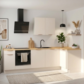 Cuisine complète en angle Lin mat 280 cm - Avec Plan de travail