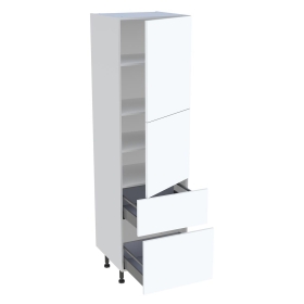 Colonne cuisine 2 portes, 2 casseroliers H.216,6 cm x L. 60 cm - Blanc mat